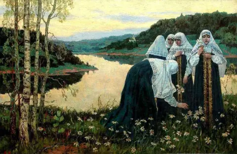 Chicas en la orilla del río