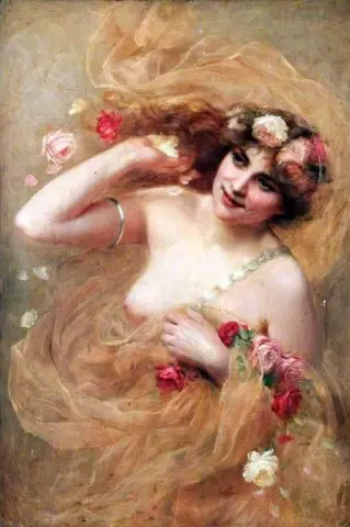 Nu com rosas por volta de 1886-1917