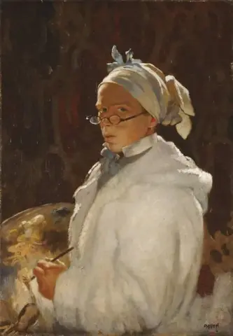 画家戴眼镜自画像 1907
