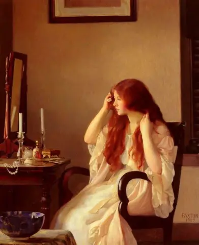 Meisje dat haar haar kamt, 1909
