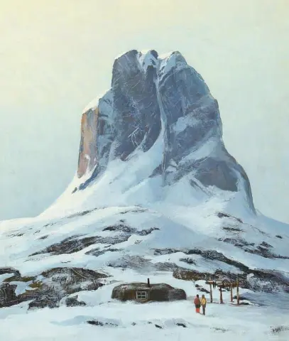 Mountain Landscape From Ikerasak With Fishermen