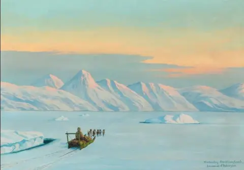 Vinterdag Christianshaab. Scenery From Greenland With A Dog Sledge