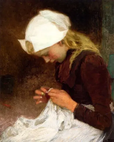 Швейная девушка, около 1890 г.