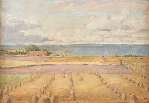 Campos junto al lago Vattern escena de Orgarden