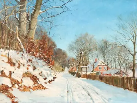 No restaurante Kongekilden em Klampenborg em um dia de inverno de 1924
