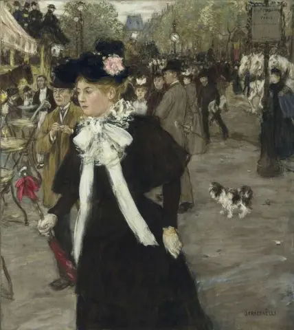 Elegant op de Boulevard Des Italians Parijs, ca. 1899