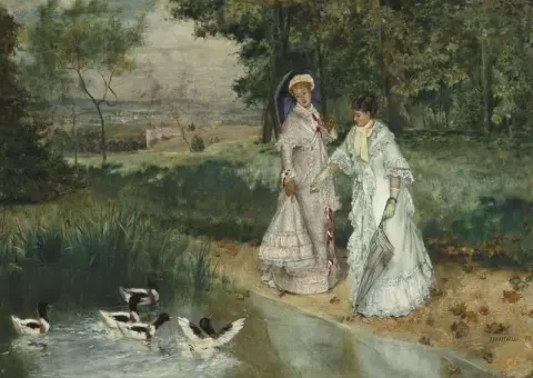 Elegantes op een wandeling 1878