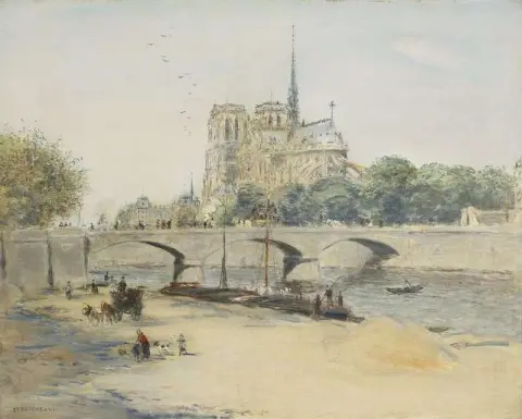 巴黎圣母院和 Quai de la Tournelle Ca. 1890-92