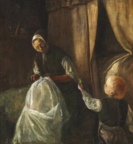 Han Sidder Ved Sit Sytoj 1881