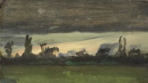 N Stved 근처의 풍경. 저녁 빛 1880