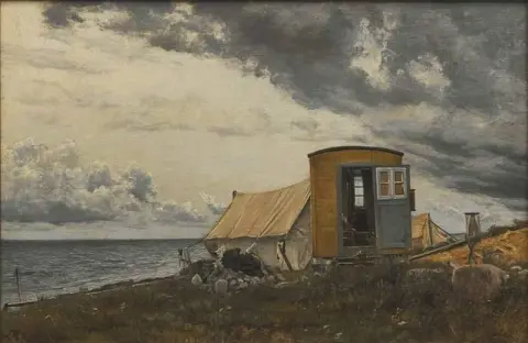 예술가의 마차와 텐트가 있는 해변의 풍경, Eno 1913