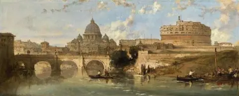 Kasteel en brug van St. Angelo Rome 1860