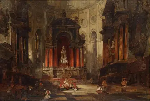 Interieur van de Antwerpse kathedraal 1861