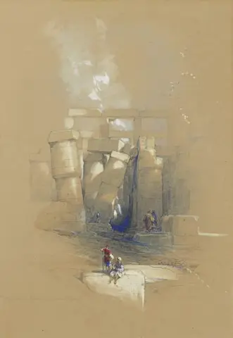 埃及卡纳克底比斯 1838 年圆柱大厅的一部分