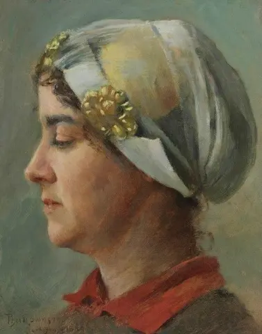 戴白帽的女人 1884