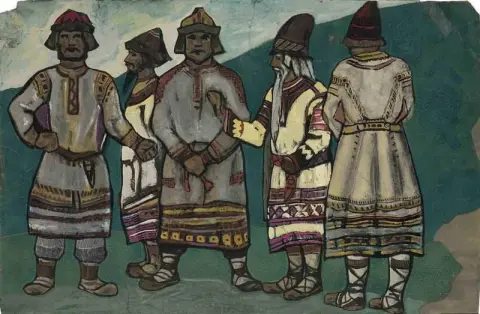 Эскиз костюмов к опере Игоря Стравинского «Весна священная», около 1930 года.