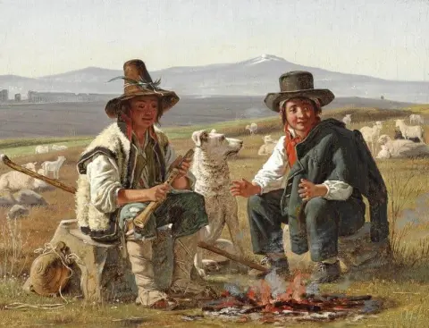 Two Shepherd Boys In The Roman Campagna