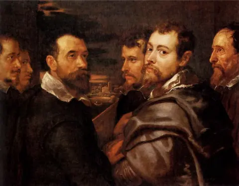 Selvportrett i en vennekrets i Mantua