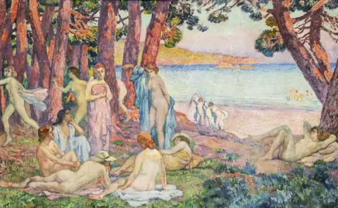Bañistas junto al mar 1909