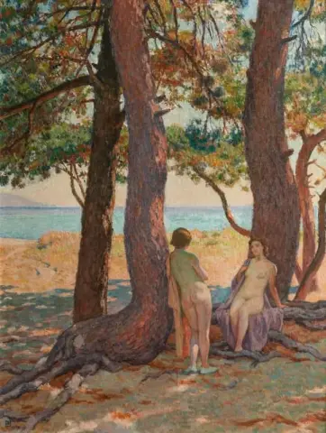 Dos desnudos bajo los pinos o bajo los grandes pinos 1925