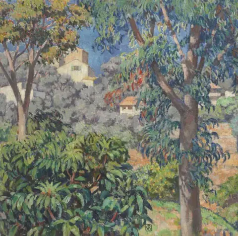 透过桉树看到的别墅 La Mortola Ca. 1919-21