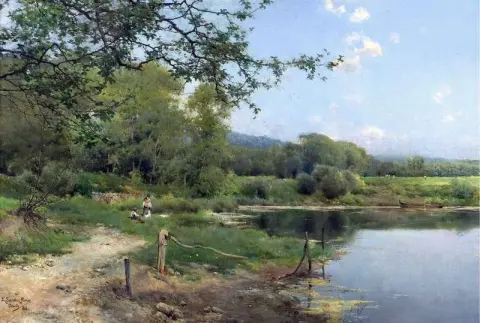 En picknick på flodstranden 1886