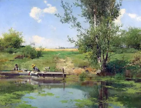 Tvätt vid kanten av en flod 1882