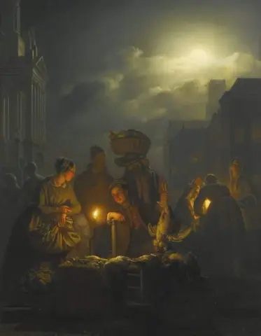 鹿特丹 Kaasmarkt 夜市，约 1853 年