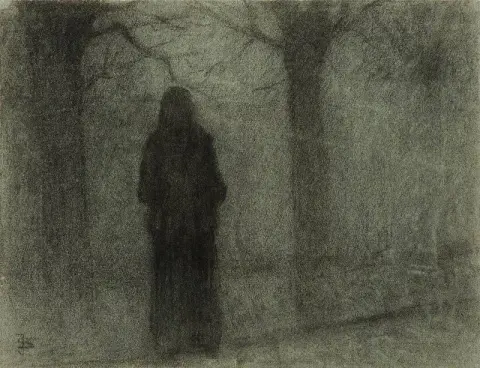 나무 사이의 그림