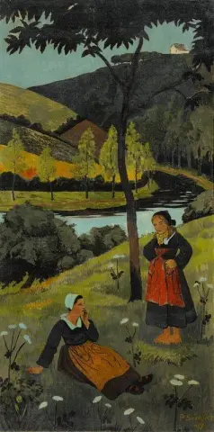 Twee Bretonse vrouwen aan de rand van de Aulne - Vallée De L Aulne 1897