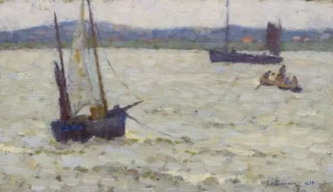 Boten in de lagune Etaples 1885