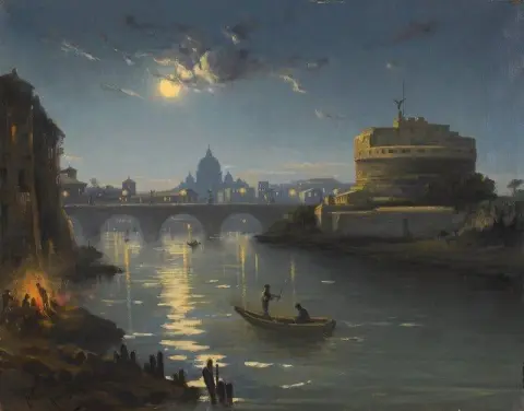 Utsikt över Castel Sant Angelo Med Saint Peter S I Avståndet