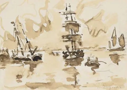 Bateaux A L Ancre Ca. 1930