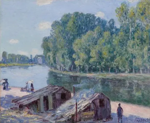 Loing 运河沿岸的小屋 太阳效应 1896
