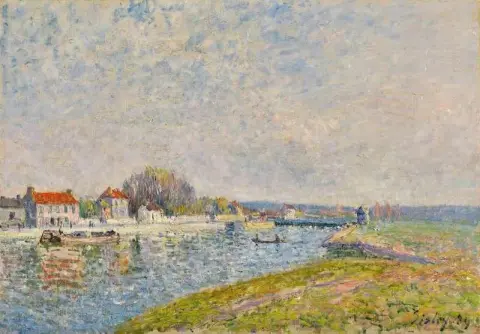 圣马梅斯的 Loing 运河大坝 1884 年