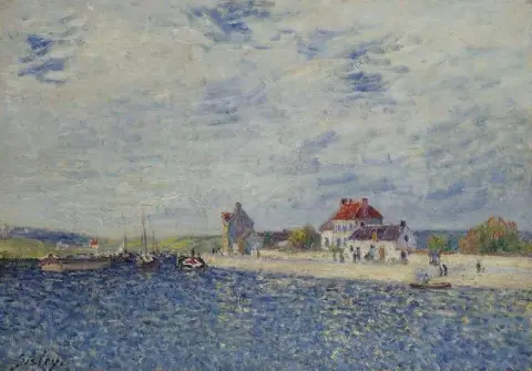 圣曼姆 (Saint-mammes) 的卢恩 (Loing) 河岸 1884 年