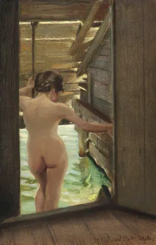 裸体女人沐浴 1900