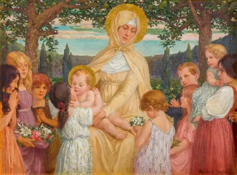 Maria com o menino Jesus e as crianças