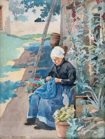 Costurando no jardim 1892
