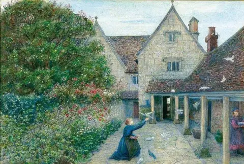 Feeding The Doves At Kelmscott Manor Oxfordshire