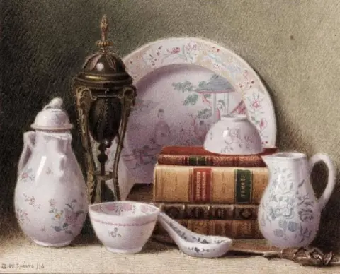 Natureza morta da China e livros, 1876
