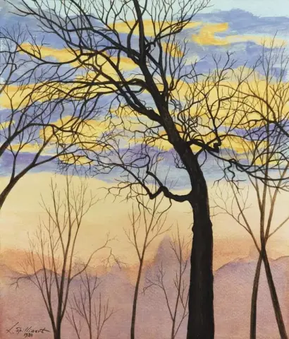 Solitary Tree In The Park Winter Twilight On The City Of Ostend 1930