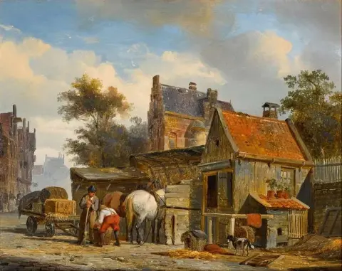 Уличная сцена с кузнецом за работой 1844