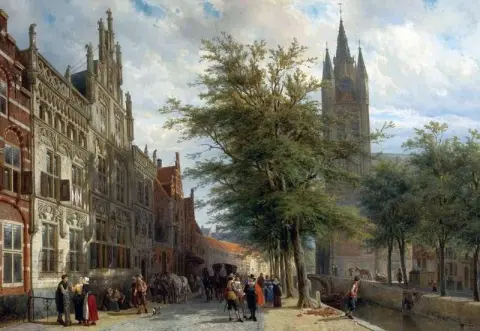 Gemeenlandshuis и старая церковь Делфта, лето 1877 года.