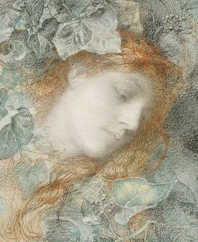 Ivy-lehtien ympäröimän tytön muotokuva 1903