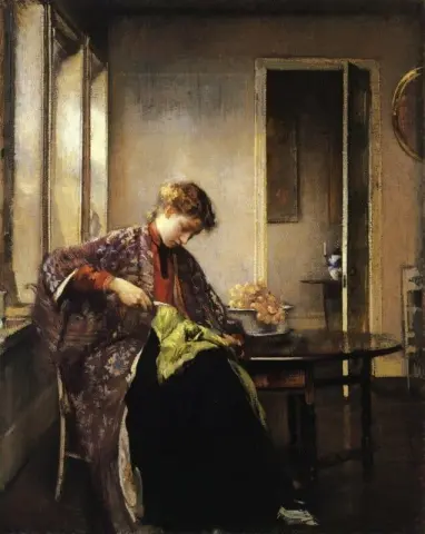 Girl Mending Ca. 1910