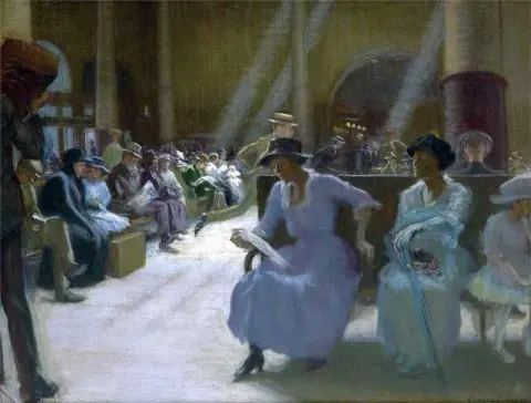 In The Station Waiting Room Boston Ca. 1915