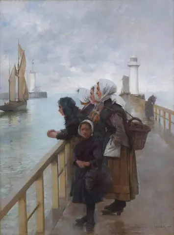 В ожидании лодок Булонская гавань 1890