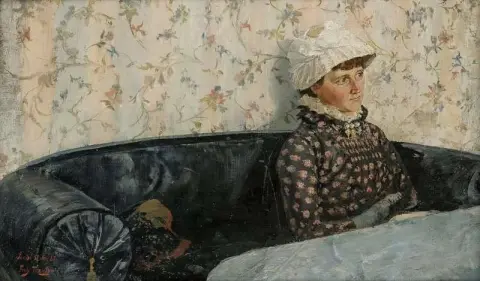 Ingeborg no sofá Sando