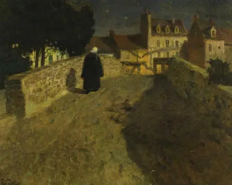走向罗维尼翁桥 (Pont Lovignon) 坎佩尔 (Quimperle) 的 Pont Fleuri，1901 年